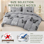 housse couette papillons noirs blancs moderne gris clair taies oreiller ensemble literie polyester