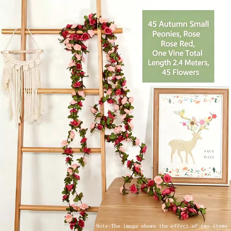 guirlande artificielle roses blanches vertes mariage décoration intérieure diy fleurs feuilles adhésif floral