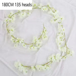 guirlande fleurs artificielles mariage rose clair blanc décoratif intérieur romantique 1.8m 135 têtes