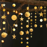 Guirlande décorative festivale or argent étoiles cercles brillantes party supplies