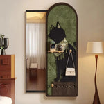 porte clés mural moderne imprimé chats texture bois noir sac main plante bijoux