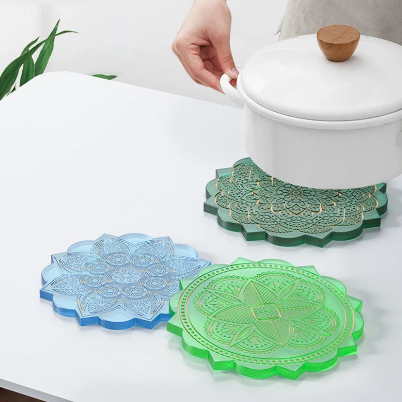 serviettes table motif floral gris bleu vert doré modernes silicone