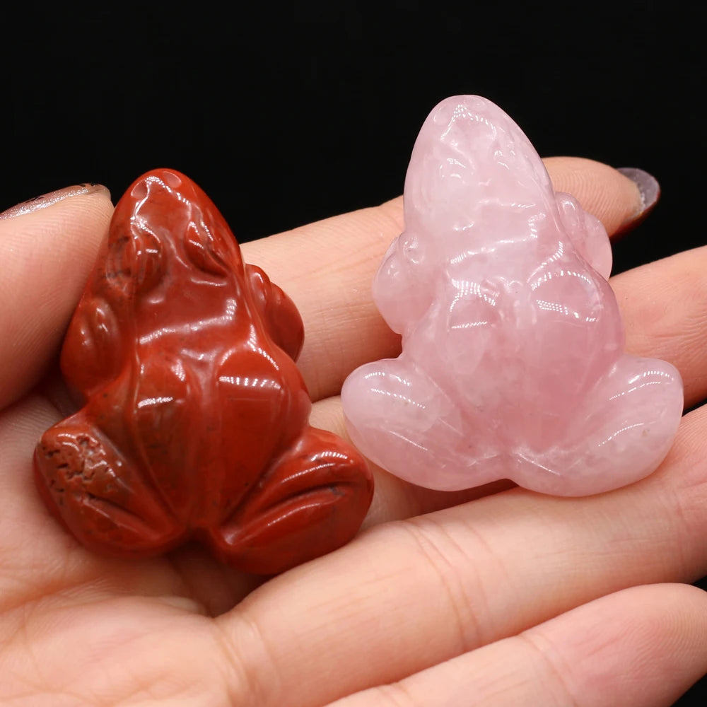 statuette grenouille pierre naturelle jaune rouge rose verte noire aventurine quartz rose ornement maison