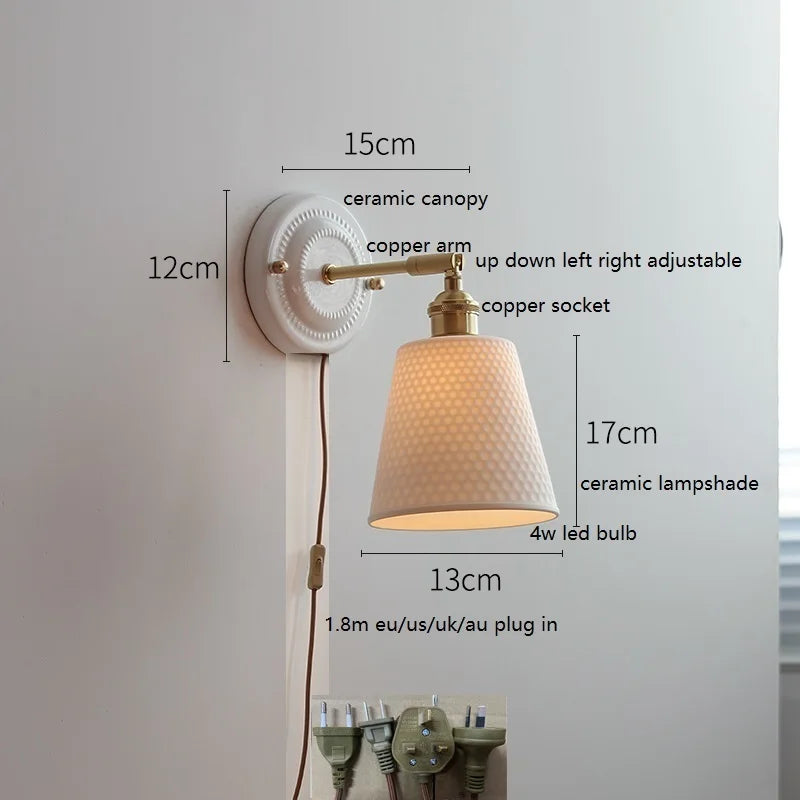 lampe murale moderne blanc doré interrupteur chaîne coquille motif lune soleil chambre cuisine