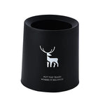 petite poubelle cuisine ronde plastique blanc noir motif cerf lettre minimaliste