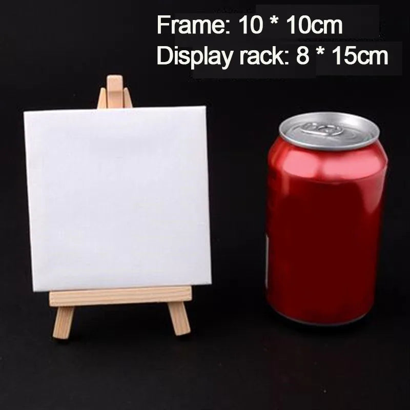 toiles peintes vierges artistiques mini chevalet bois clair couleurs vives motifs paysage portrait