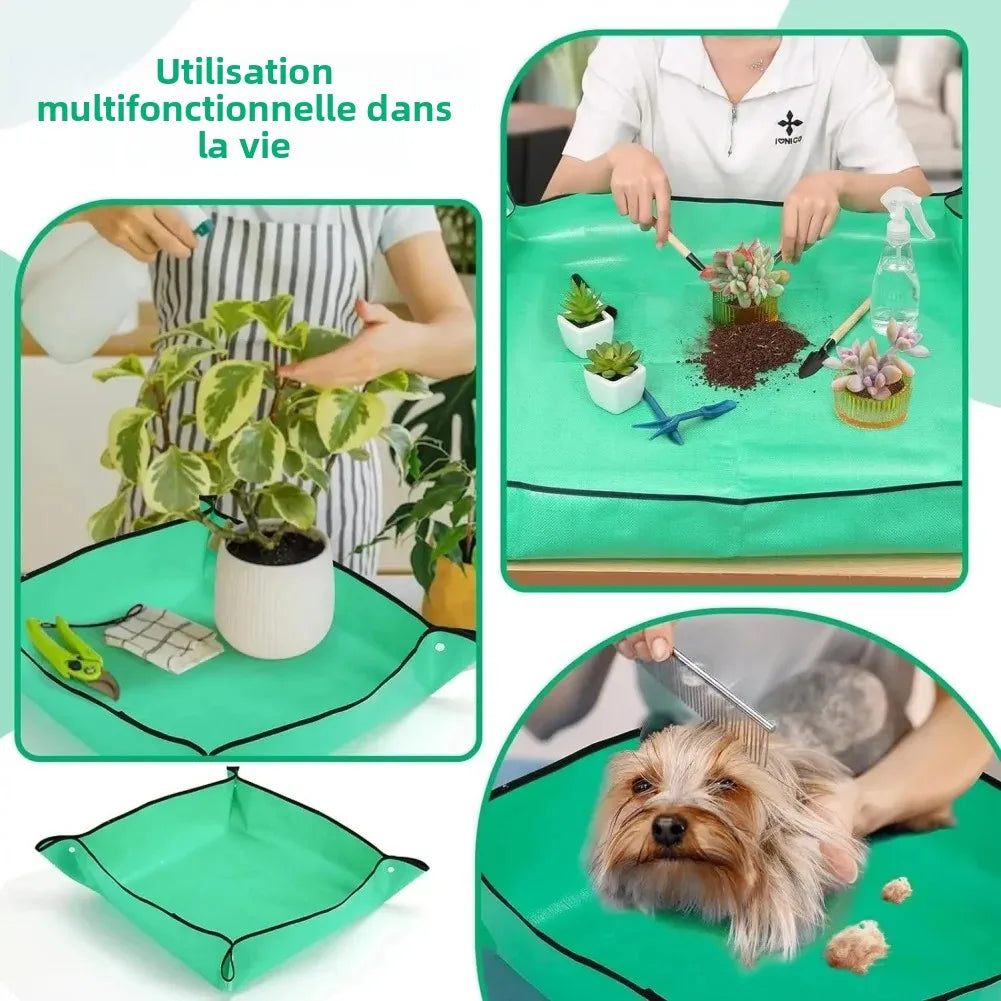 tapis pliable jardinage vert imperméable clips multifonctionnel pinces terre bouteille pulvérisation pot fleurs