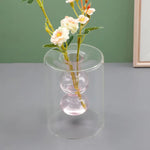 vase verre transparent billes sphériques minimaliste couleur gris bleu vert orange rose