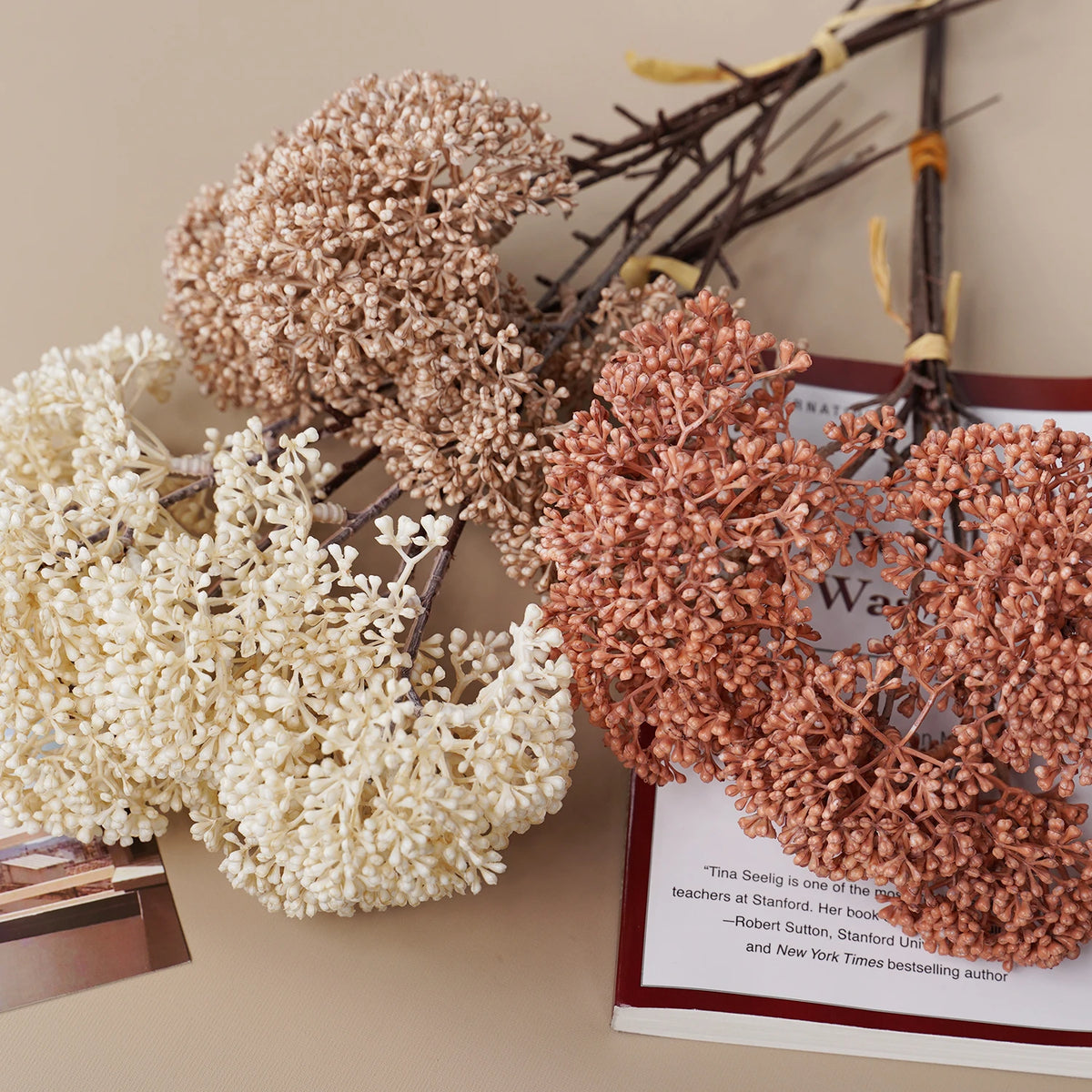 bouquet fleurs séchées beige rose pâle naturel rustique extérieur intérieur décoration automne anniversaire mariage