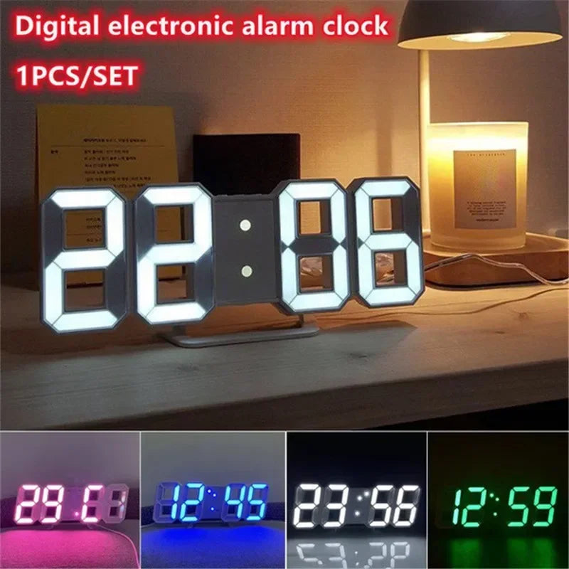 horloge numérique led moderne noire blanche pied carré chambre salon