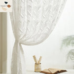 rideau moderne feuilles stylisées blanc transparent salon chambre coucher