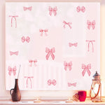 stickers muraux adhésifs rose nœuds rubans aquarelle semi translucides décoration enfantine romantique PVC résistants