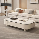 table basse moderne rectangle bois blanc noir tiroirs plateau amovible minimaliste italien