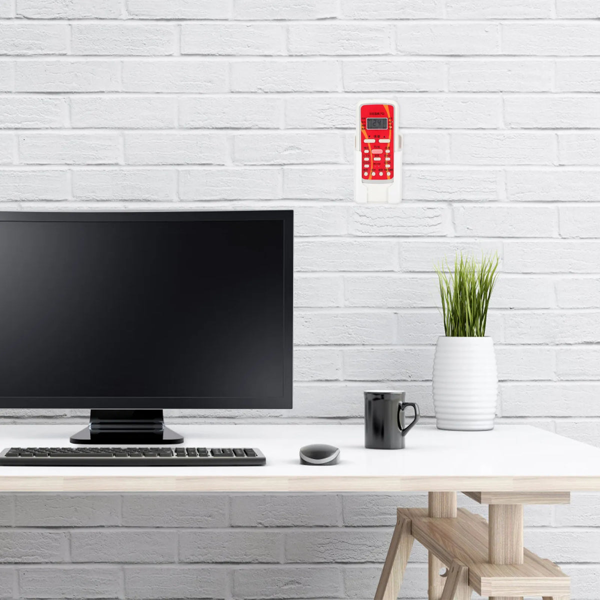 porte télécommande mural auto adhésif pièces blanc moderne minimaliste anti poussière