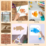 stencils poissons bleu blanc marron orange poissons stylisés motifs simples décoration artisanat meubles modernes