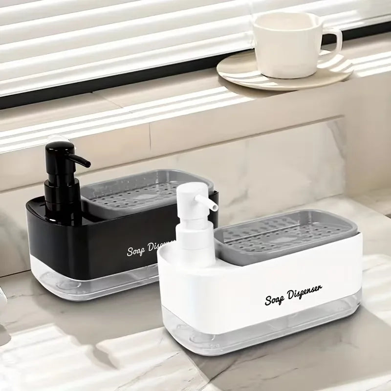 distributeur savon mousse double liquide mains plastique noir blanc moderne pratique transparent grille
