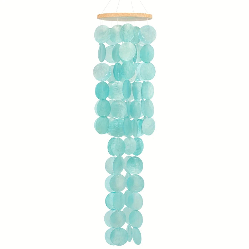 mobile musical wind chimes disques texturés turquoise vert clair zenextérieur jardin balcon