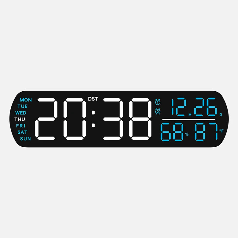 horloge numérique moderne écran led noir vert blanc réglable calendrier double alarme compteur