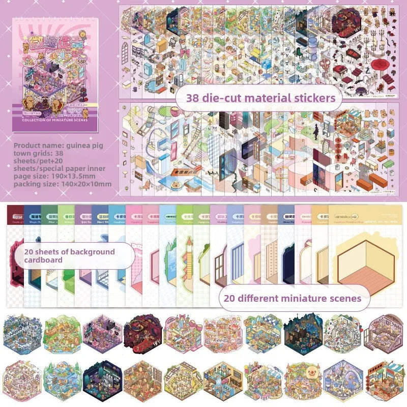 sticker book miniature scenes spiral binding colorful animal stickers creative journal supplies kawaii numbered