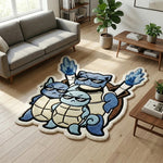 tapis dessin animé pokemon squirtle squad bleu blanc beige marron géométrique cartoon antidérapant chambre