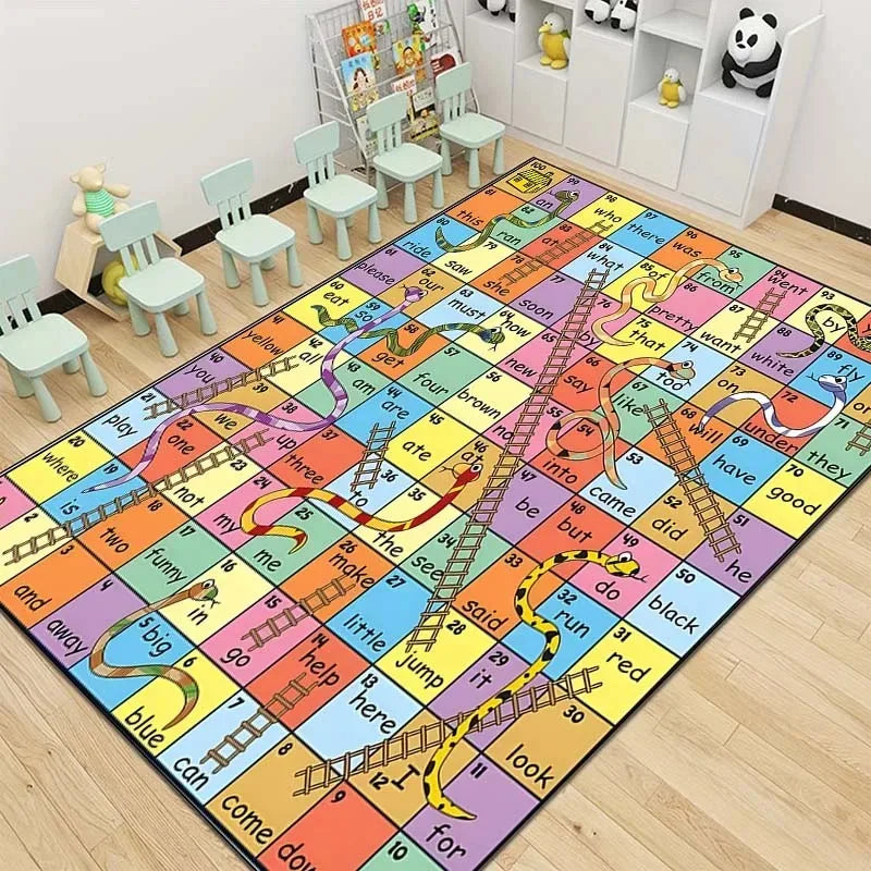 tapis moderne multicolore serpent alphabet floral chambre enfant décoration ludique éducateur