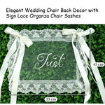 décoration mariage just married rubans satin dentelle romantique vintage chaise anniversaire festivitésscrição