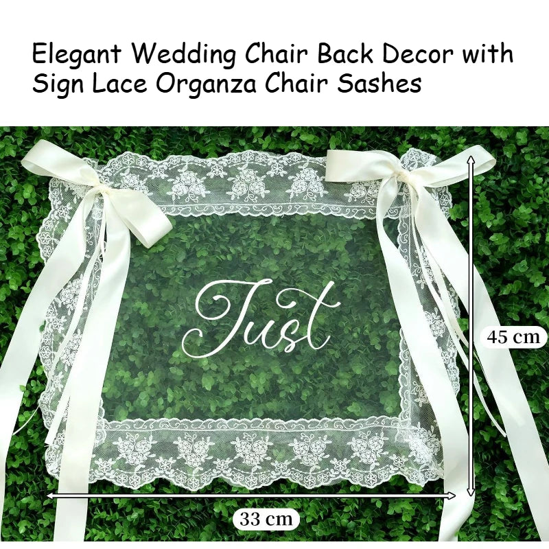 décoration mariage just married rubans satin dentelle romantique vintage chaise anniversaire festivitésscrição