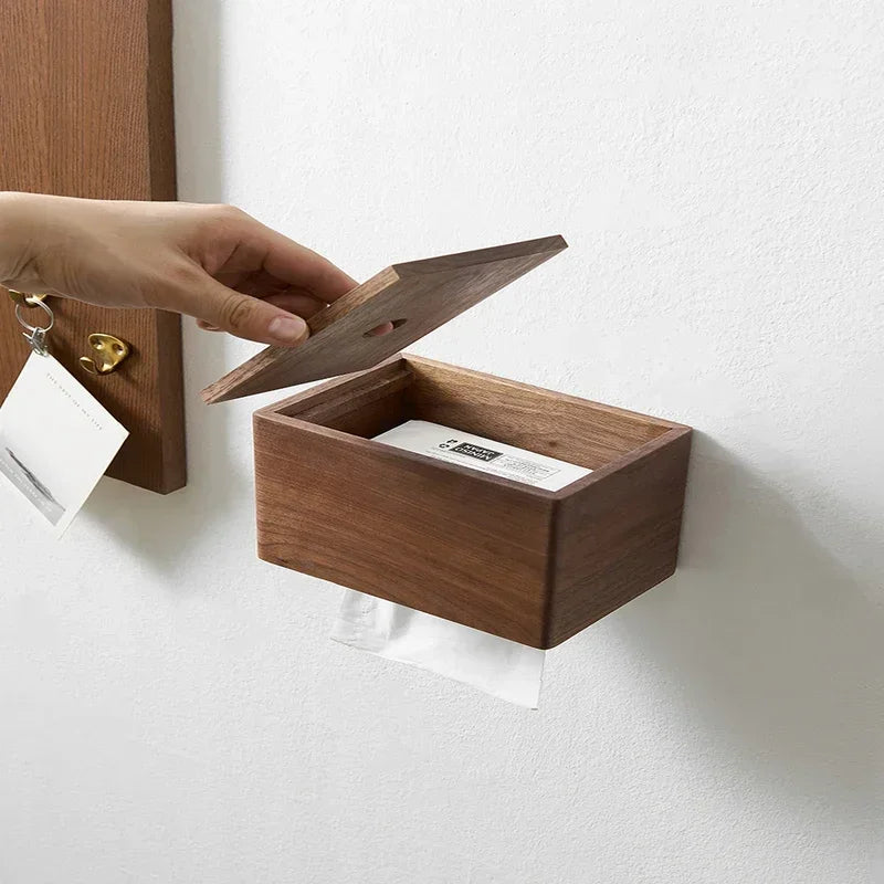 boîte mouchoirs bois minimaliste adhésive amovible moderne salle bain élégante hygiène papier toilette tissu