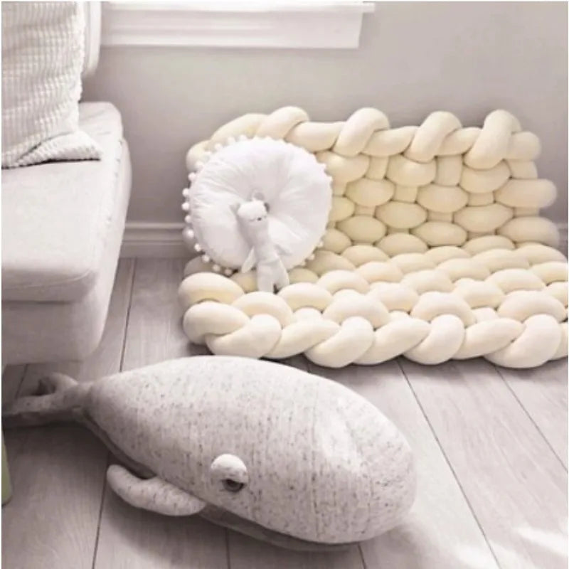 tapis jeu coton blanc rose motif géométrique moderne doux bébé