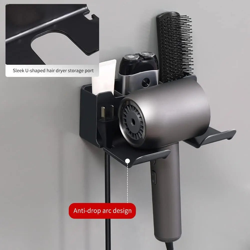 séchoir cheveux support mural gris moderne brosse rasoir crème cordon