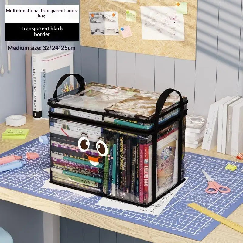 boîtes rangement transparentes imprimées livres poignées détachables moderne étudiante dortoir chambre