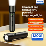 lampe torche noire moderne rechargeable led compact 125mm 70g abs matériaux