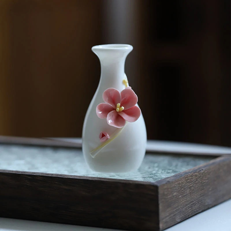 vases céramique artisanal poissons fleurs blanc bleu rouge vert