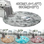 tapis rond peluche doux salon chambre enfant décor intérieur moderne gris bleu rose