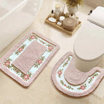 tapis bain fleur rose salle bain doux adhésif anti dérapant classique vert gris