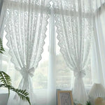 rideau blanc vert broderie florale transparent classique romantique 140x114cm 140x183cm 140x244cm