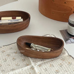 plateau rangement bois oval moderne organise bijoux livres objets ménagers
