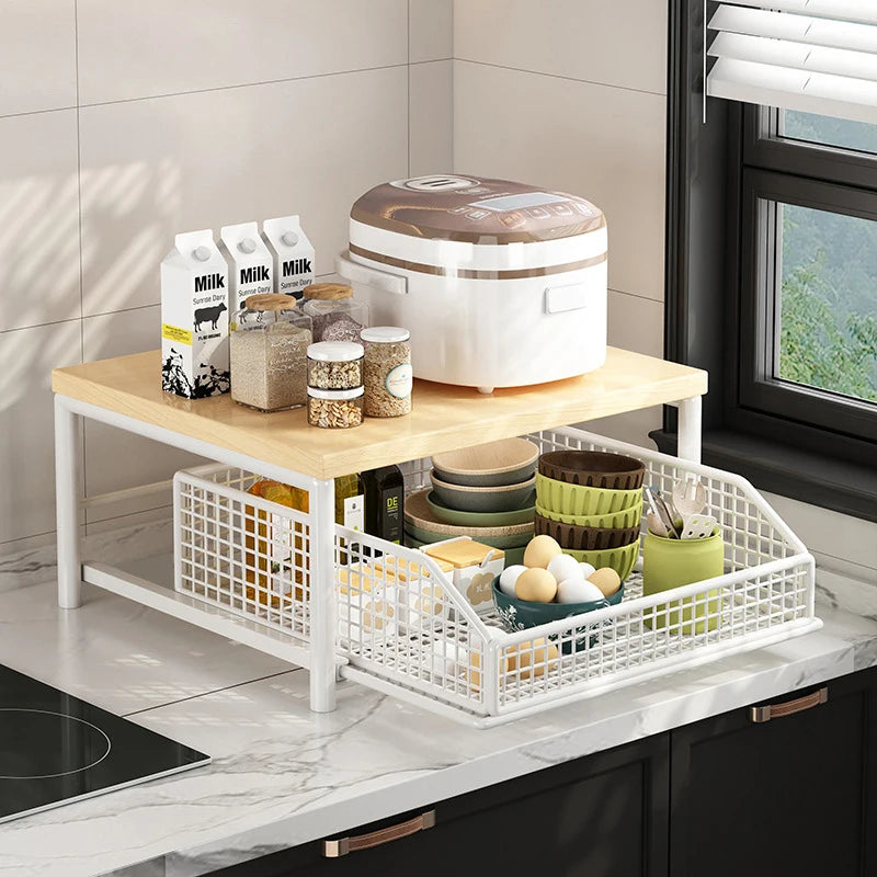 étagère coulissante métal panier treillis rangement cuisine salon moderne minimaliste