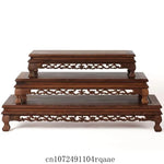 support bois sculpté table basse vase plantes traditionnel asiatique trépied