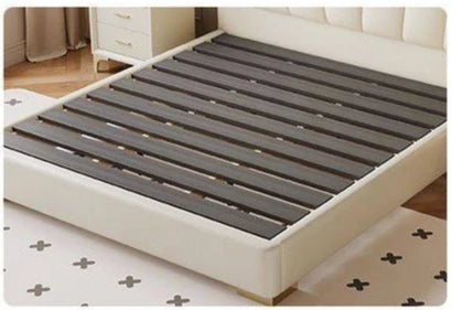 lit noir simili cuir moderne rangement tiroirs chambre coucher bois