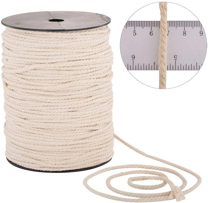Corde macramé coton tissée main boho 50 100 mètres blanc cassé haute ténacité écologique