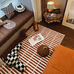 tapis marron blanc rayures horizontales moderne polyester imperméable antidérapantintérieur sol maison