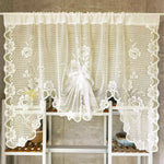 rideau blanc dentelle fleurs transparent romantique classique bordure décorative chambre cuisine