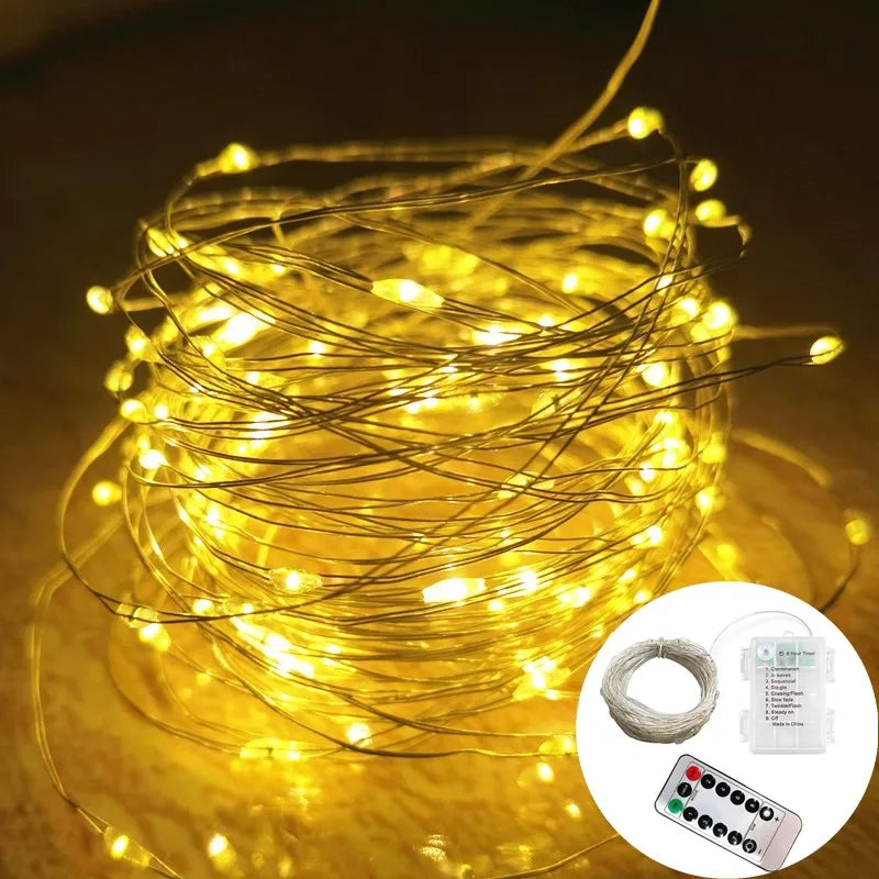 guirlande lumineuse or multicolore moderne 10m 100leds télécommande boîtes pilesextérieur chambre fête