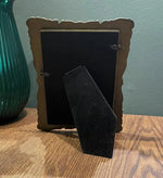 cadre photo vintage bleu clair alliage métal texture simili cuir opale baroque