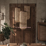 Suspension lumineuse raphia tressé rustique noir beige salon boho chic