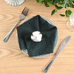 serviettes table bleu rose vert texture lin naturelle classique rustique bord effiloché