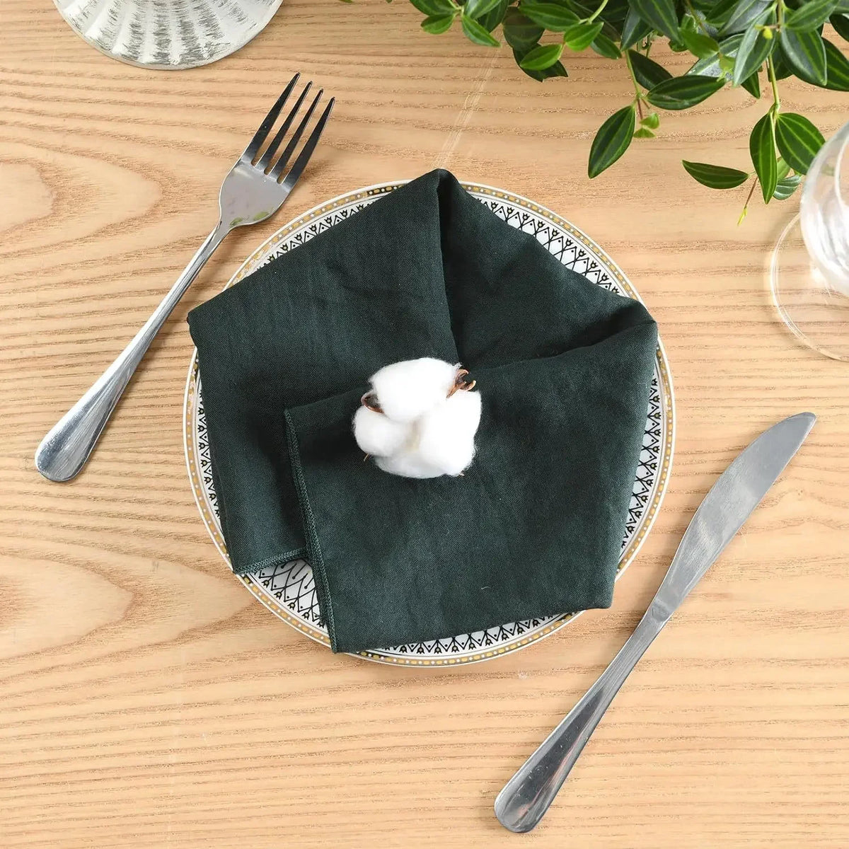 serviettes table bleu rose vert texture lin naturelle classique rustique bord effiloché