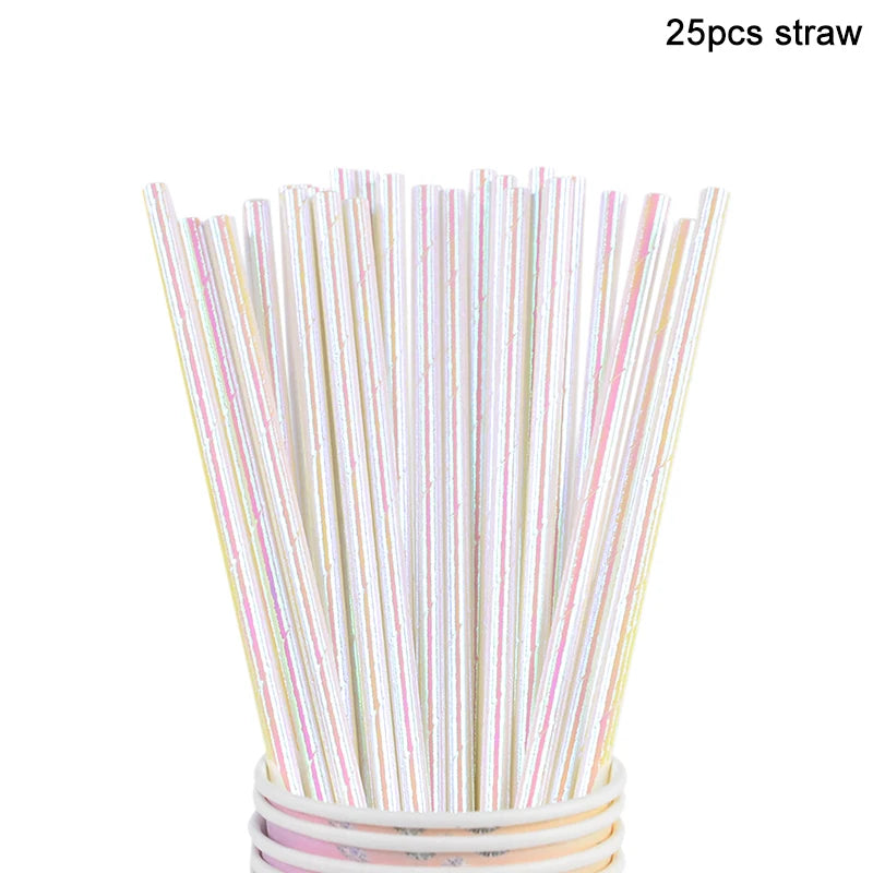 vaisselle jetable fête anniversaire moderne multicolore pailletée assiettes tasses serviettes pailles bannière happy birthday