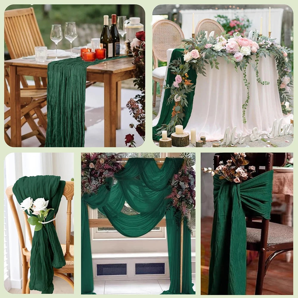 serviettes table crêpe vert foncé plissées adhésives festives mariage fêtes